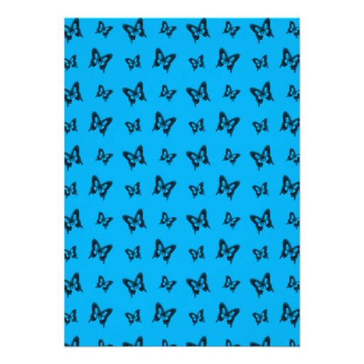 Personalized name sky blue butterfly pattern custom invites