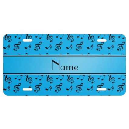Personalized name sky blue music notes license plate