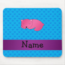 Personalized name sleeping pink bear mousepad