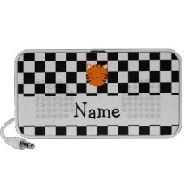 Personalized name tiger face black white checkers portable speaker