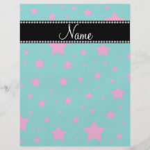 Personalized name Turquoise and Pink stars Personalized Flyer
