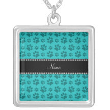 Personalized name turquoise dog paw prints custom jewelry