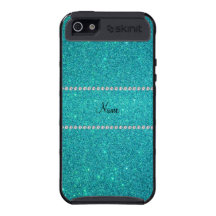Personalized name turquoise glitter diamonds iPhone 5 cover
