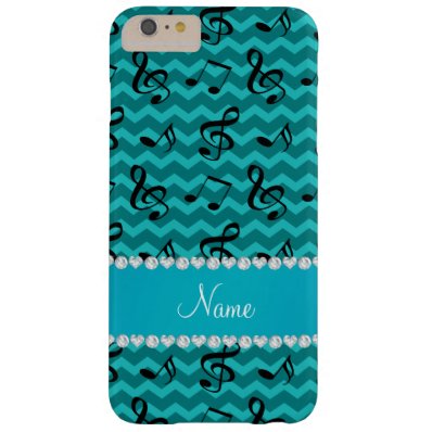 Personalized name turquoise music notes chevrons barely there iPhone 6 plus case