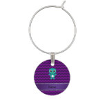 Personalized name turquoise owl purple chevrons wine charms