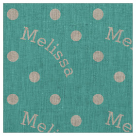 Personalized Name Turquoise Teal Blue Polka Dot Fabric