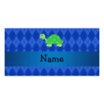 Personalized name turtle blue argyle photo greeting card Personalized name turtle blue argyle photo greeting card