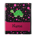 Personalized name turtle pink polka dots iPad folio covers