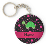 Personalized name turtle pink polka dots keychains