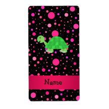 Personalized name turtle pink polka dots shipping labels