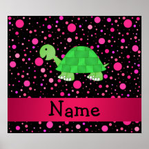Personalized name turtle pink polka dots print