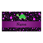 Personalized name turtle purple polka dots photo greeting card Personalized name turtle purple polka dots photo greeting card
