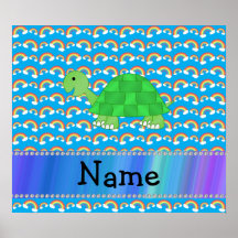 Personalized name turtle rainbows posters