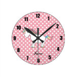 Personalized name unicorn round wall clocks