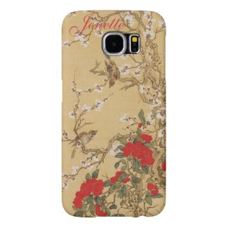 Personalized Name Vintage Birds and Flowers Samsung Galaxy S6 Cases