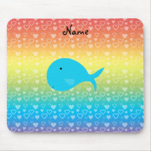Personalized name whale rainbow hearts mousepad