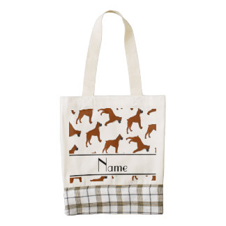Personalized name white boxer dog pattern zazzle HEART tote bag