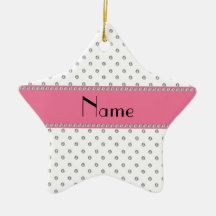 Personalized name white diamonds christmas tree ornaments