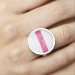 Personalized name white diamonds pink stripe photo rings