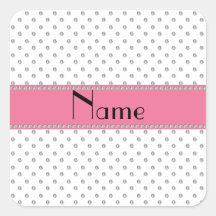 Personalized name white diamonds square stickers