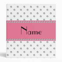 Personalized name white diamonds vinyl binder