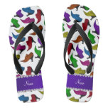 Personalized name white rainbow vintage shoes flip flops