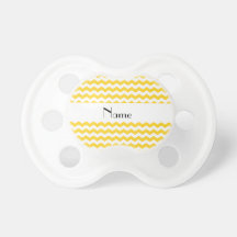 Personalized name yellow chevrons baby pacifier