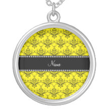 Personalized name Yellow damask Custom Necklace