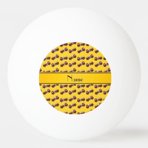 Personalized name yellow firetrucks Ping-Pong ball