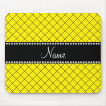 Personalized name yellow grid pattern mousepad