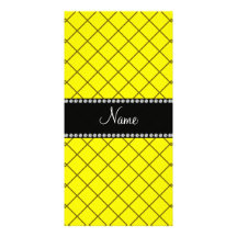 Personalized name yellow grid pattern personalized photo card