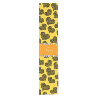 leopard yellow hearts runners short table  runner name Personalized table short