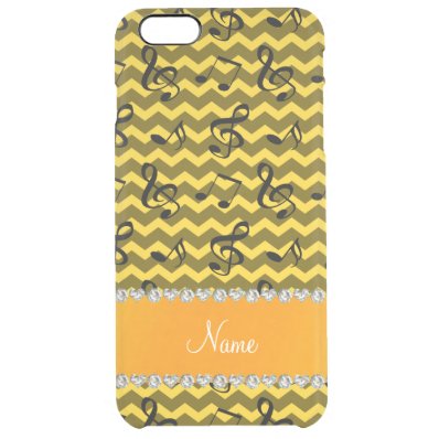 Personalized name yellow music notes chevrons clear iPhone 6 plus case