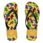 Personalized name yellow rainbow vintage shoes flip flops