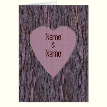 Personalized Names Carved In Tree Card - Pink