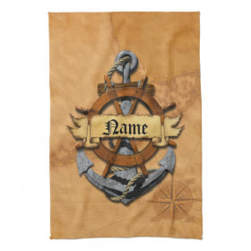 Personalized Nautical Anchor And Wheel Hand Towels