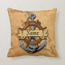Personalized Nautical Anchor And Wheel Throw Pillow