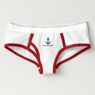 Personalized nautical navy anchor womens underwear
