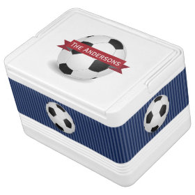 Personalized Navy and Red Soccer Sports Igloo Drink Cooler