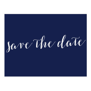 Personalized Navy Blue Save The Dates Postcards