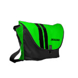 Personalized Neon Green Racing Stripe Messenger Messenger Bags