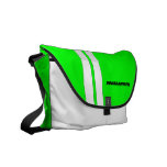 Personalized Neon Green Racing Stripe Messenger Courier Bags