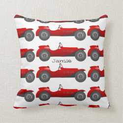 Personalized New Baby Boy's Room Red Classic Car Throw Pillow
