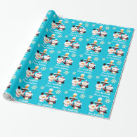 Personalized North Pole Snowman Penguin Christmas Wrapping Paper