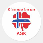 Personalized Norwegian Kiss Me I'm Ask Round Stickers