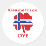 Personalized Norwegian Kiss Me I'm Oye Round Sticker