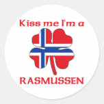 Personalized Norwegian Kiss Me I'm Rasmussen Round Stickers