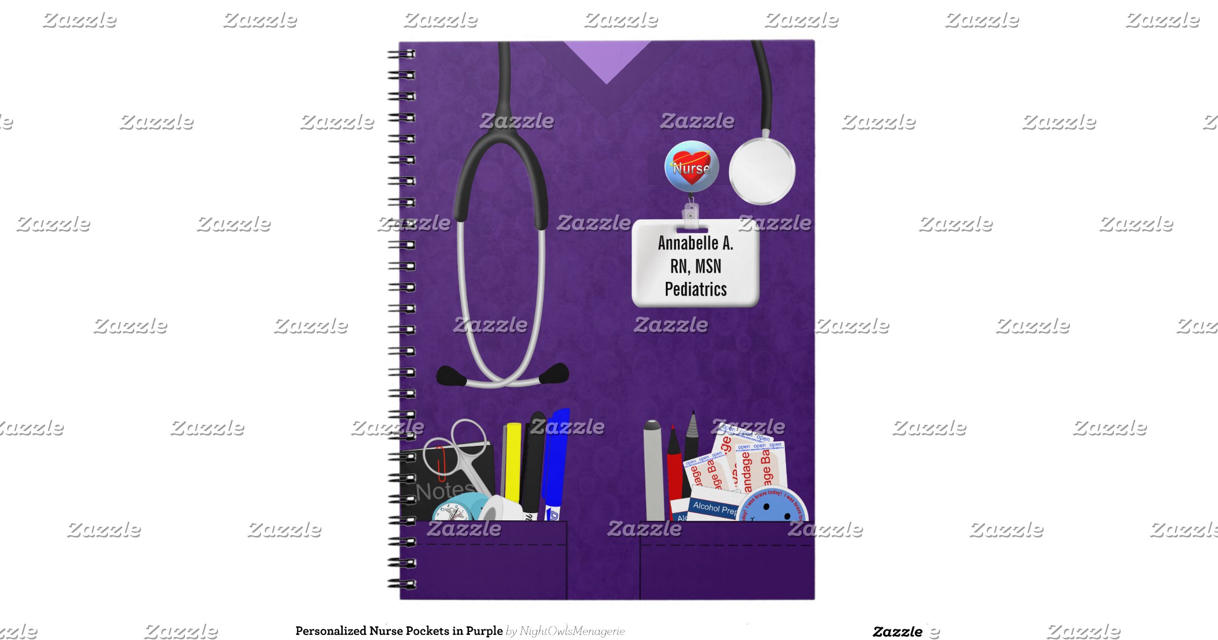 Personalized Nurse Pockets in Purple Spiral Notebooks | Zazzle