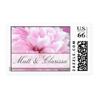 Personalized old fashioned peonies in watercolor postage stamps