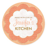 Personalized Orange Floral Dot Canning Stickers